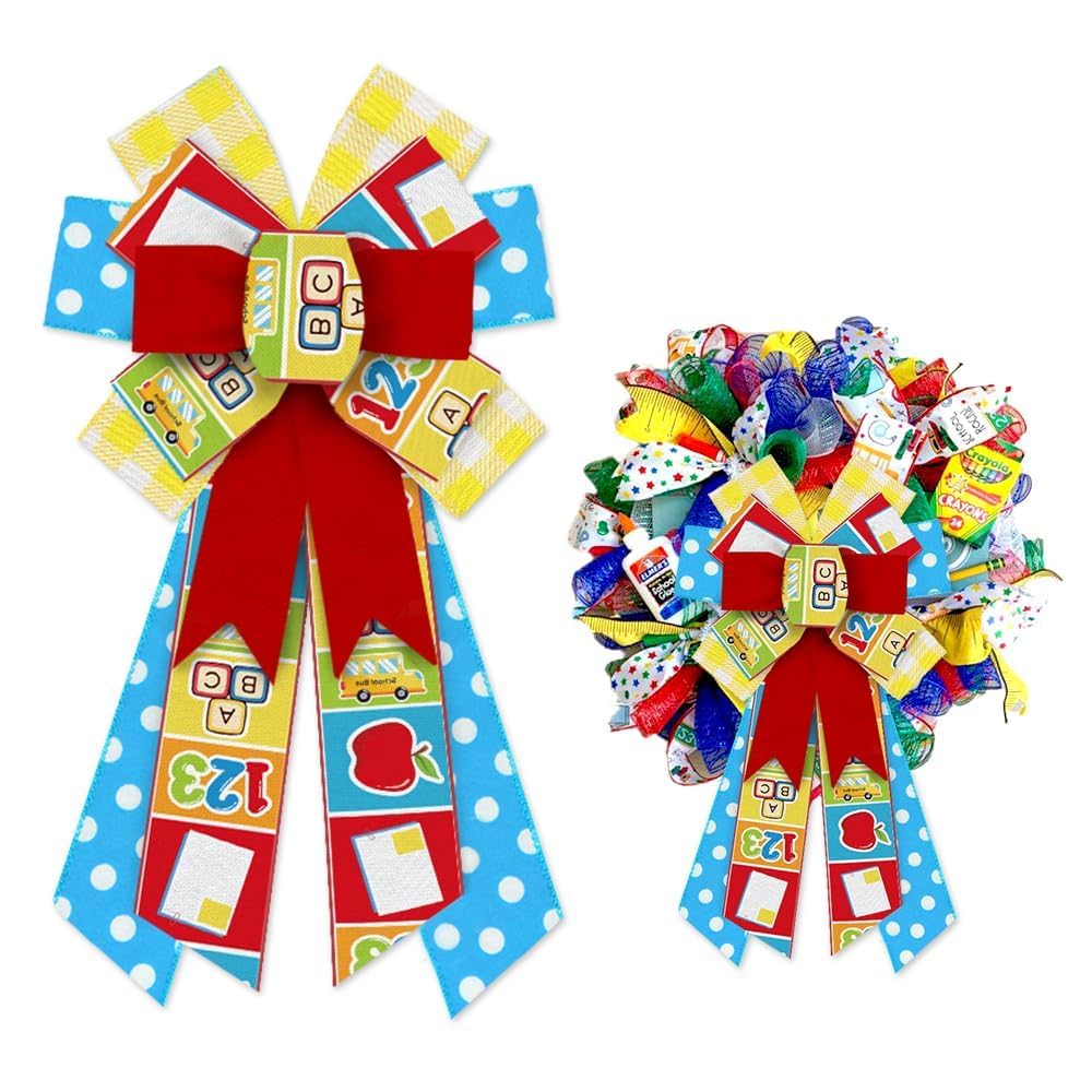 Amazon.co.jp: Estivaux Lサイズ 新学期のリボン リース用 学校テーマ